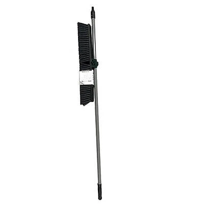 24 In. Push Broom, Soft & Stiff Bristles, 59 In. Steel Handle