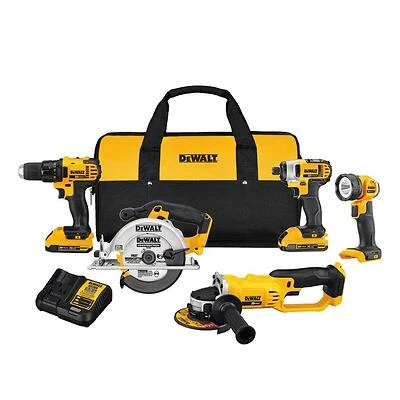 DEWALT 20V 5‑Tool Cordless Combo Kit with 2 Ah Lithium‑Ion Battery – Compact Power Set