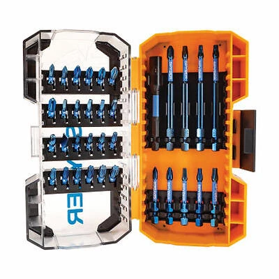 34-Pc. Mach-Blue Impact Driver Bits, Assorted Phillips/Square/Torx