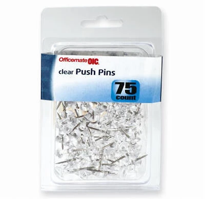Push Pins, Clear, 75-Pk.