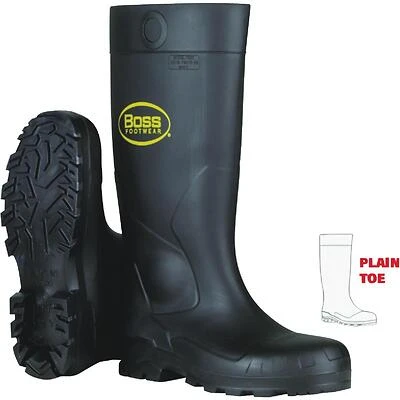 Boss 16-Inch Black PVC Waterproof Work Boot – Size 10