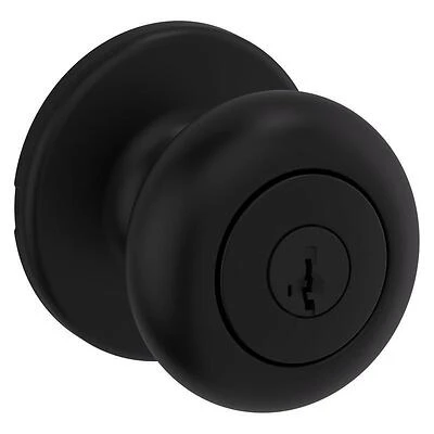 Kwikset 400CV SmartKey Matte Black Entry Door Lock with Adjustable Knob