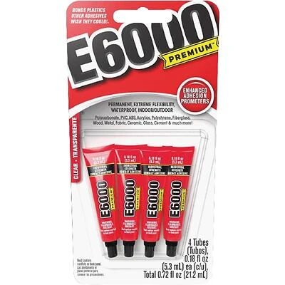 E6000 Clear Contact Adhesive – 0.18 fl oz Industrial Strength Glue for Plastics, Metal, Wood & More