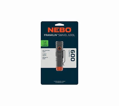 Nebo NEB-FLT-1023 Franklin Swivel Rechargeable Pocket Flashlight, 600 Lumen