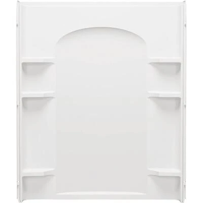 Vikrell High‑Gloss White Shower Back Wall Panel – 72.5" × 60" Alcove‑Fit