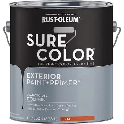 Rust-Oleum Sure Color Exterior Paint & Primer – Flat Dolphin, 1‑Gal Water‑Based Finish