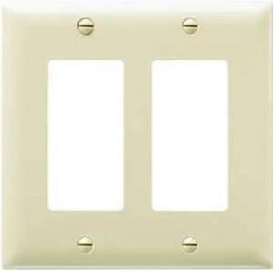 Pass & Seymour 2-Gang Nylon Wall Plate, 2 Decorator Openings, Ivory