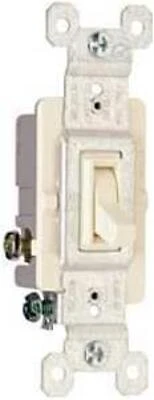 Legrand 663LAGTU Toggle Switch, 15 A, 120 VAC, 3-Position, Side Wire Terminal, Light Almond