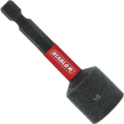 Diablo Magnetic Nutsetter 1/2" Drive – 2‑9/16" Length, 1/4" Hex Shank – Impact‑Ready
