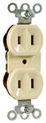 Pass & Seymour Duplex Outlet, Ivory, 2-Pole, 2-Wire Ground, 15-Amp, 125-Volt