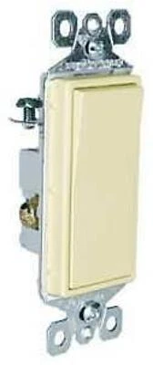 Pass & Seymour radiant TM873ICC10 Paddle Switch, 15 A, 120/277 VAC, Push Wire, Side Wire Terminal, Ivory