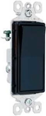 Pass & Seymour radiant TM873BKCC10 Paddle Switch, 15 A, 120/277 VAC, SPDT, Back Wire, Push Wire, Side Wire Terminal