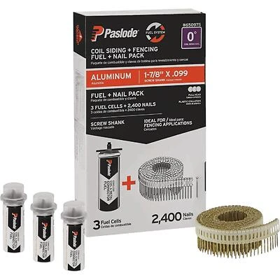Paslode 650975 1‑7/8 in Aluminum Screw/Ring Shank Nails – Pack for Cordless CSF Siding & Fencing Nailer