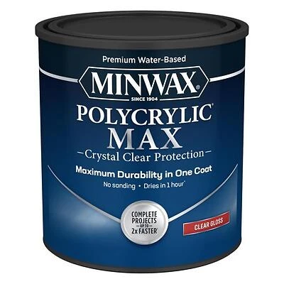 Minwax 633335555 Polycrylic Gloss Protective Finish, Clear, 1 Qt