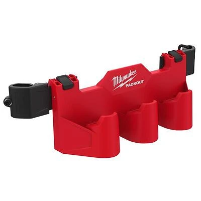 Milwaukee PACKOUT 48-22-8604 3-Compartment Battery Rack, M12, Black/Red