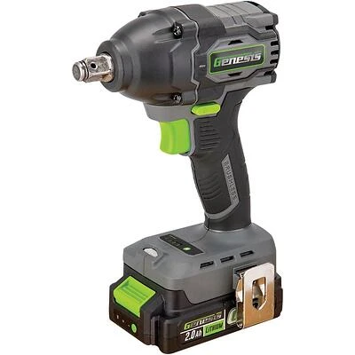 Genesis 20V Brushless Impact Wrench Kit – 2.0 Ah Battery, Quick Charger & Carry Case