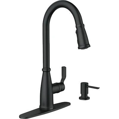 Moen Nolia Matte Black Pull‑Down Kitchen Faucet – 1‑Handle, High‑Arc, 1.5 GPM