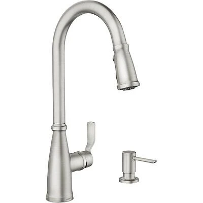 Moen Nolia Pull‑Down Kitchen Faucet – 1‑Handle, High‑Arc, Water‑Saving Stainless Steel, Fits 1‑4 Hole Deck