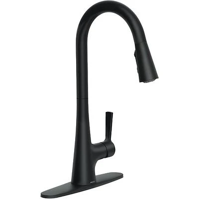 Moen Mikah Matte Black Pull‑Down Kitchen Faucet – Single‑Handle, High‑Arc, 1‑Hole/3‑Hole Deck Mount