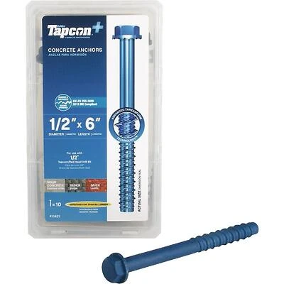 Tapcon Heavy‑Duty 1/2‑in Concrete Screw Anchor – 6‑in Length