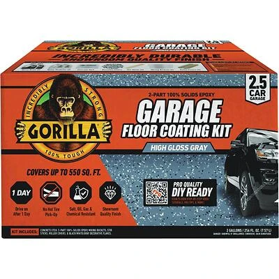 Gorilla High-Gloss Gray Epoxy Garage Floor Kit – 2‑Part 100% Solids