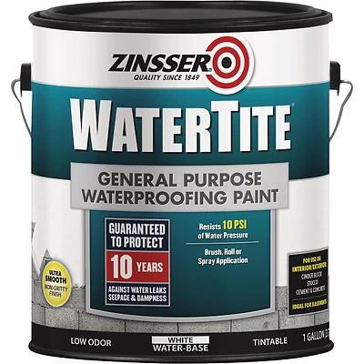 Zinsser Waterproofing Paint – 1 gal Flat White, High‑Performance Sealant