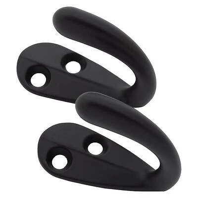 Heavy‑Duty Matte Black Robe Hook – 35 lb Capacity, Surface‑Mount with Hardware