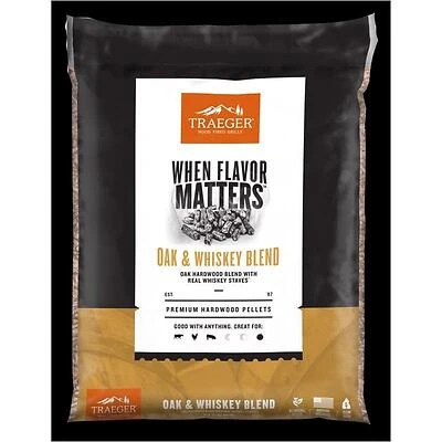 Traeger PEL418 Oak & Whiskey Stave Wood Pellets, 20 Lb Bag