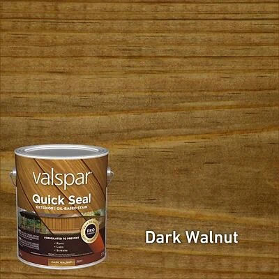 Valspar VL1028013-16 Quick Seal Dark Walnut Semi-Transparent Exterior Wood Stain, 1 Gal