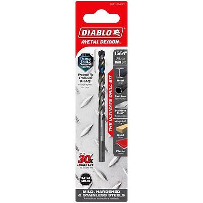 Diablo Metal Demon 15/64" Stainless Steel Drill Bit with 3‑Flat Shank – 3.7" Length