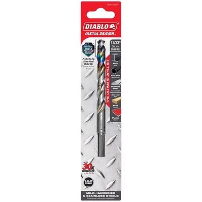 Diablo Metal Demon 13/32" Stainless Steel Drill Bit with 3‑Flat Shank – 5.2" Length