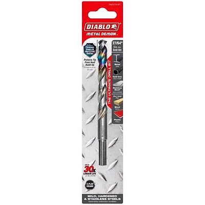 Diablo Metal Demon 27/64" Stainless Steel Drill Bit – 5.6" Length, 3‑Flat Shank, Premium Precision Cutting