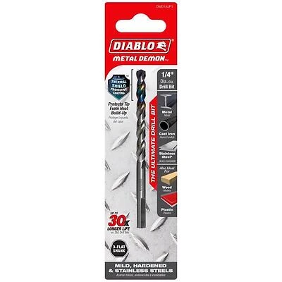 Diablo Metal Demon 1/4" x 4" Stainless Steel Drill Bit – 3‑Flat Shank