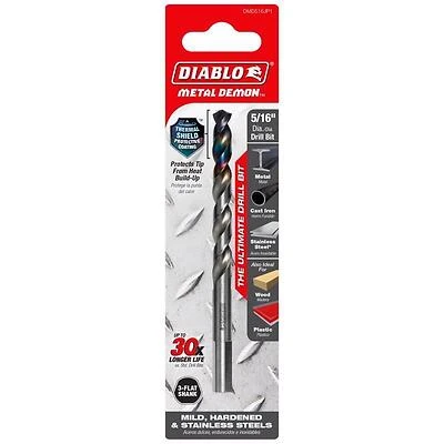 Diablo Metal Demon 5/16" x 4.6" Stainless Steel Drill Bit – 3‑Flat Shank, Single Piece