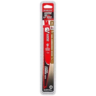 Diablo AMPED Demo Demon 9‑Inch Reciprocating Saw Blade – 5.7 TPI Carbide Edge with Black I.C.E. Coating