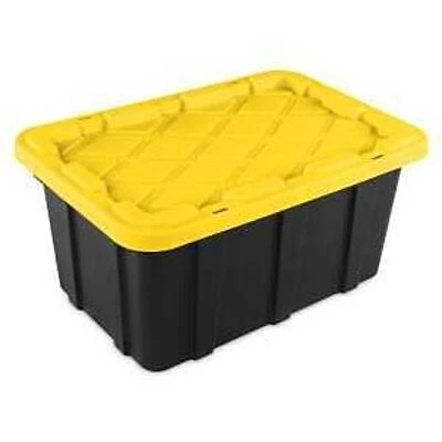 Sterilite 17‑Gallon Heavy‑Duty Industrial Tote – Black/Yellow