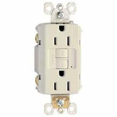 Legrand radiant Series 1597LA3PKCC4 GFCI Duplex Receptacle, Nylon, Light Almond, 2-Pole, 15 A, 125 VAC, 3-Wire