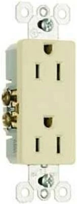 Legrand radiant Series 885ICP8 Duplex Receptacle, Thermoplastic, Ivory, 2-Pole, 15 A, 3-Wire, Push, Side Wiring