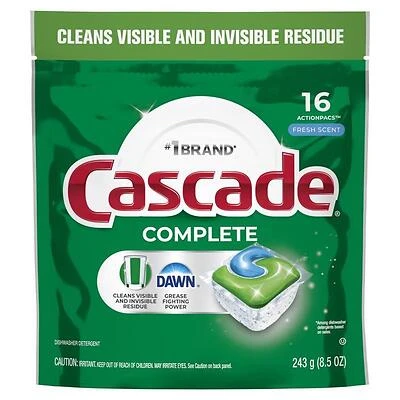 Cascade ActionPacs Dishwasher Pods, Fresh Scent, 16 Count, 7.4 Oz