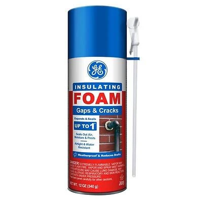 GE 2951819 Gaps and Cracks Insulating Foam Sealant, White, 12 Oz