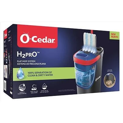 O-Cedar 175765 H2O Flat Mop, Dual-Tank, Battery-Free Microfiber System