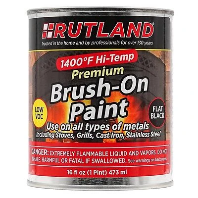 Rutland 81V High‑Heat Flat Black Paint – 16 oz Solvent‑Based, 1400°F Resistance