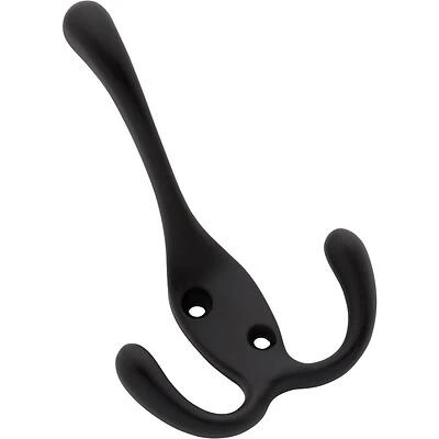 Heavy‑Duty 35 lb Matte Black Triple Robe Hook – Surface‑Mount Bathroom Hardware