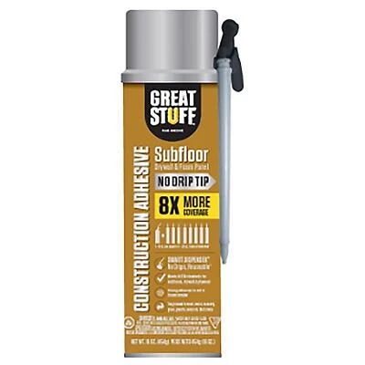 Great Stuff 12095662 Natural Construction Adhesive, Polyurethane Foam, 16 Oz