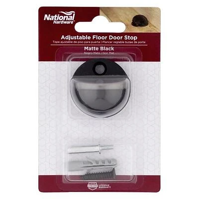 National Hardware N830-588 Adjustable Door Stop, Matte Black, Floor Mount