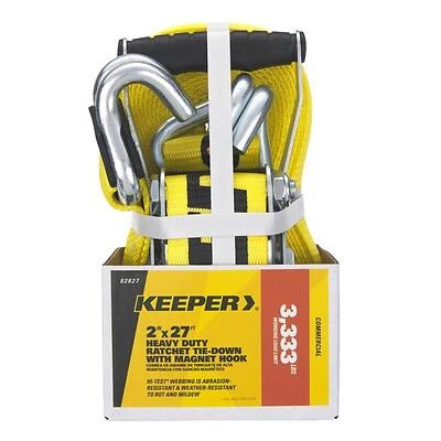 Keeper 82827 Commercial Heavy-Duty Ratchet Tie-Down Strap, 2-in x 27-ft, 3,333 lb