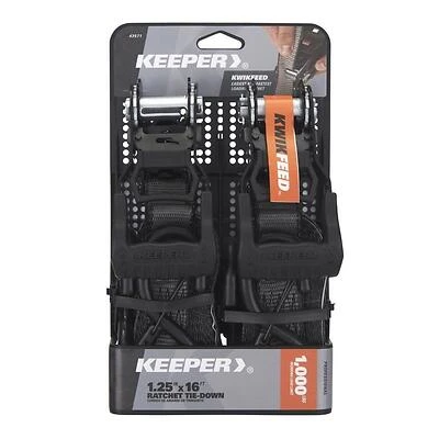 Keeper 43571 Ratchet Tie-Down Strap, 1.25 In. x 16 Ft., 1000 Lb.