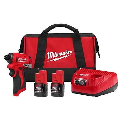 Milwaukee M12 1/4" Brushless Cordless Impact Driver Kit with 2 Batteries & Charger