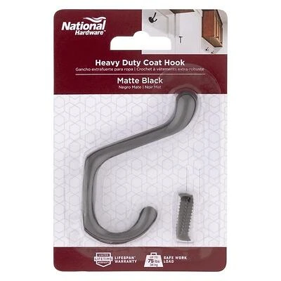 National Hardware N830-625 Coat Hook, 75 Lb Capacity, Matte Zinc