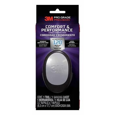 3M Pro Grade Precision Comfort & Performance Large Sanding Block – 7" x 3.7", 120‑Grit Medium